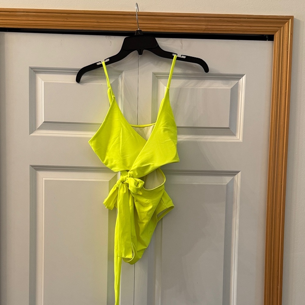 Neon Yellow Women’s Wrap One Piece Swimsuit